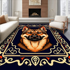 German Shepherd Portrait Ornate Frame Rug