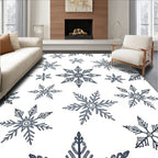 Whimsical Blue Snowflake Collage Rug