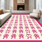 Bright Pink Heart Abstract Arrangement Rug