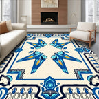 Modern Blue Yellow Floral Medallion Rug