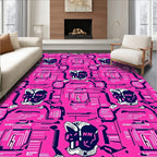 Cybernetic Pink Geometric Abstract Collage Rug