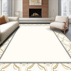 Golden Abstract Calligraphy Border Rug