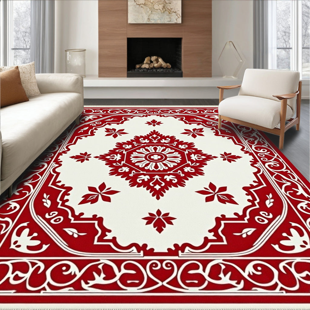 Classic Red Floral Medallion Rug