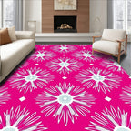 Vibrant Pink Floral Rays Rug