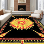 Bold Yellow Sunburst Mandala Frame Rug