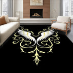 White Gold Angelic Wings Ornate Swirls Rug