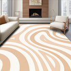 Earthy Cream Swirl Abstract Curve Rug