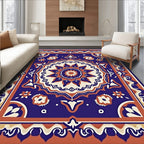 Deep Blue Floral Medallion Art Rug