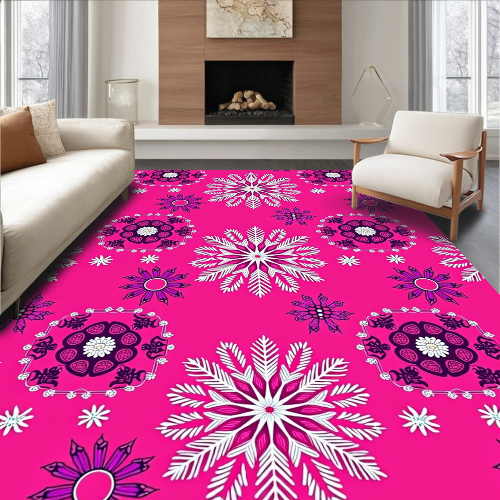 Vivid Pink Mandala Burst Rug