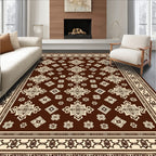 Brown Tan Cream Ornamental Star Medallion Rug