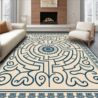 Navy Maze Floral Centered Rug