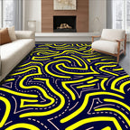 Retro Yellow Wavy Line Art Rug