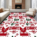 Rustic Red Green Folk Art Rug