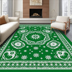 Emerald Green Starburst Mandala Rug
