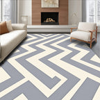 Gray Cream Interlocking Chevron Rug