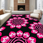 Radiant Pink Petal Swirl Composition Rug