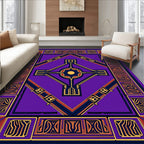 Bold Purple Abstract Geometric Sun Rug
