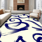 Bold Indigo Brushstroke Swirls Rug