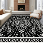 Monochromatic Radial Sunburst Floral Rug