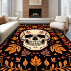 Autumn Skull With Leafy Border Rug