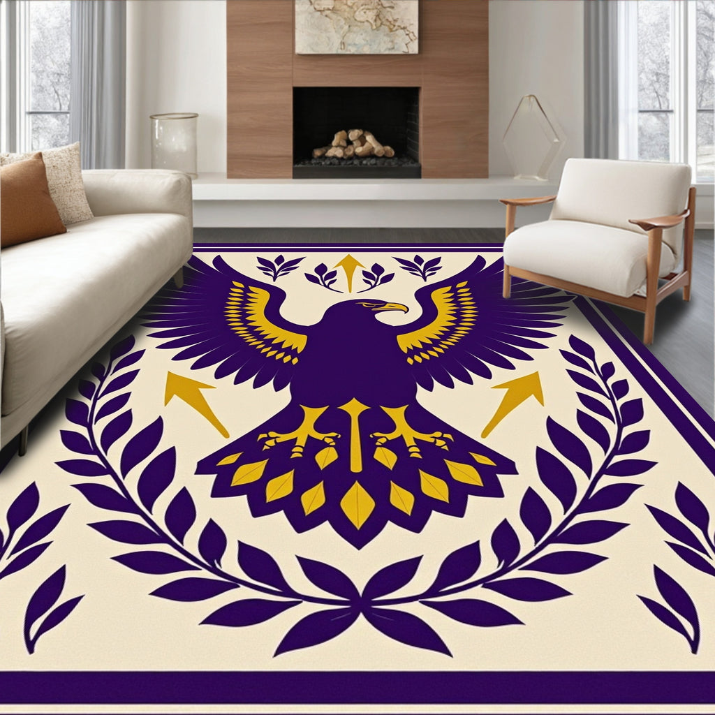 Majestic Purple Eagle Laurel Border Rug