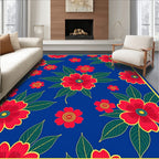 Vibrant Red Floral Foliage Medley Rug