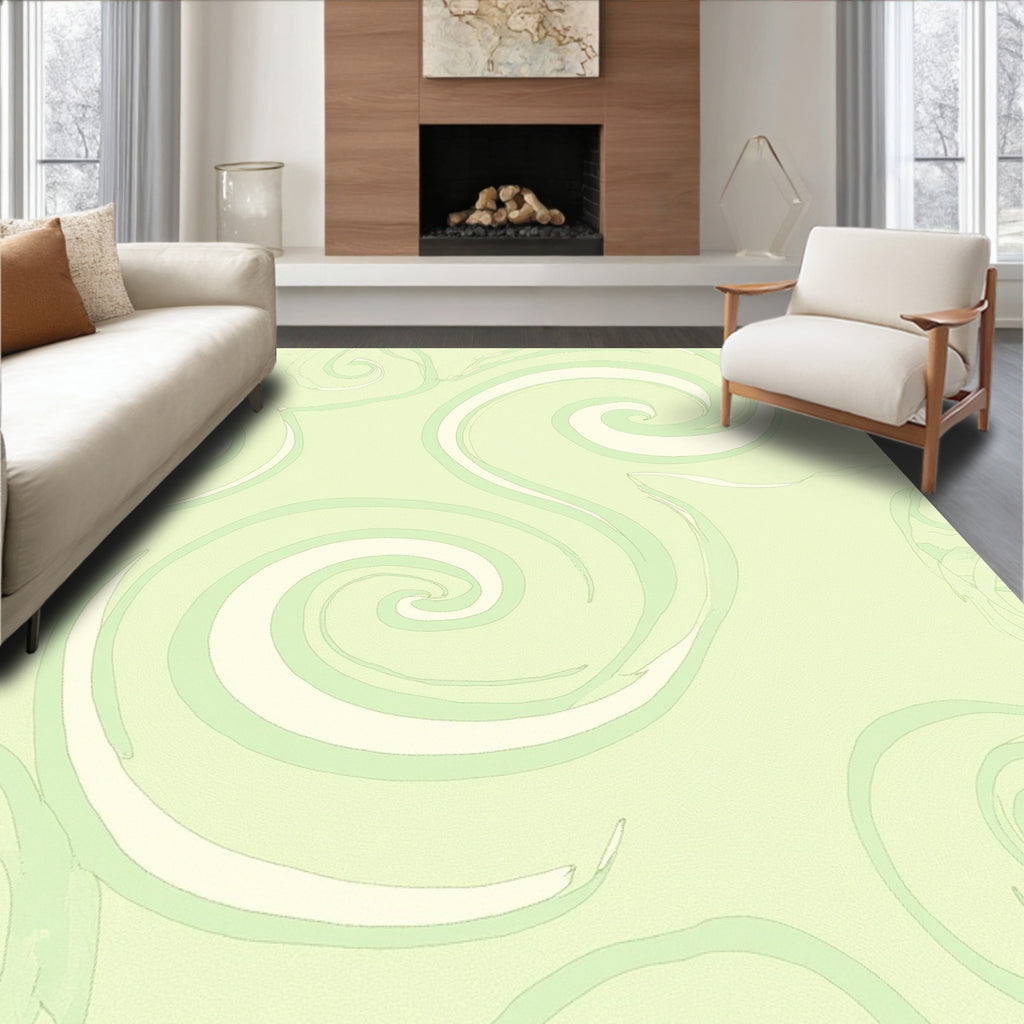 Soft Mint Swirling Lines Rug