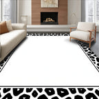 Black White Spotted Animal Print Rug