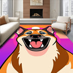 Groovy Orange Dog Vibrant Sunset Aura Rug