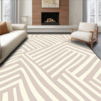 Modern Taupe Geometric Maze Rug