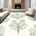 Green Floral Damask Classic Oval Rug