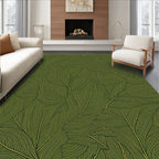 Deep Green Veined Leaf Arrangement Rug