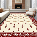 Crimson Cream Ornate Floral Border Rug