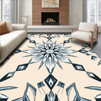 Cool Blue Geometric Crystal Starburst Rug
