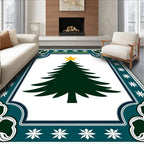 Dark Green Christmas Tree Golden Star Rug