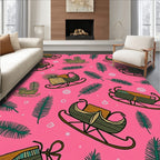 Pink Sleds and Pine Needles Repeat Rug