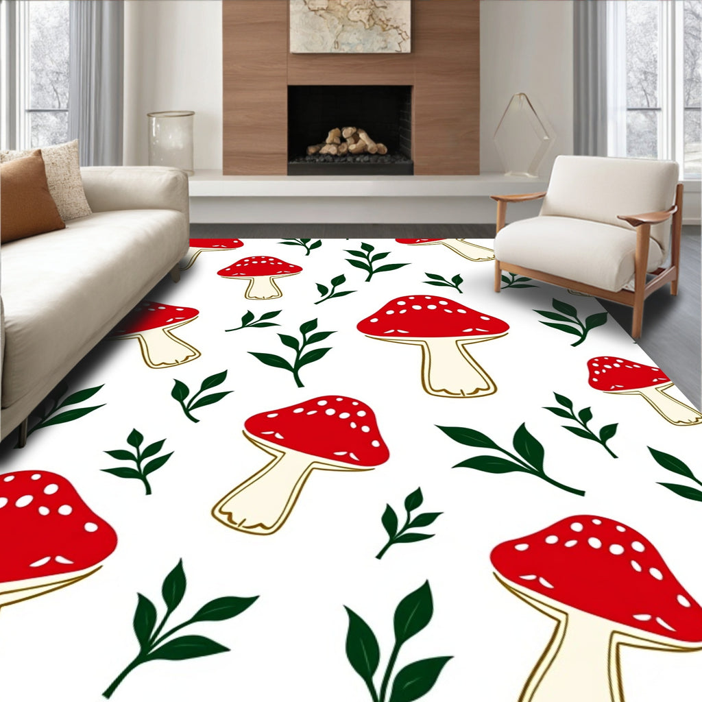 Red Spotted Mushroom Woodland Whimsy Rug
