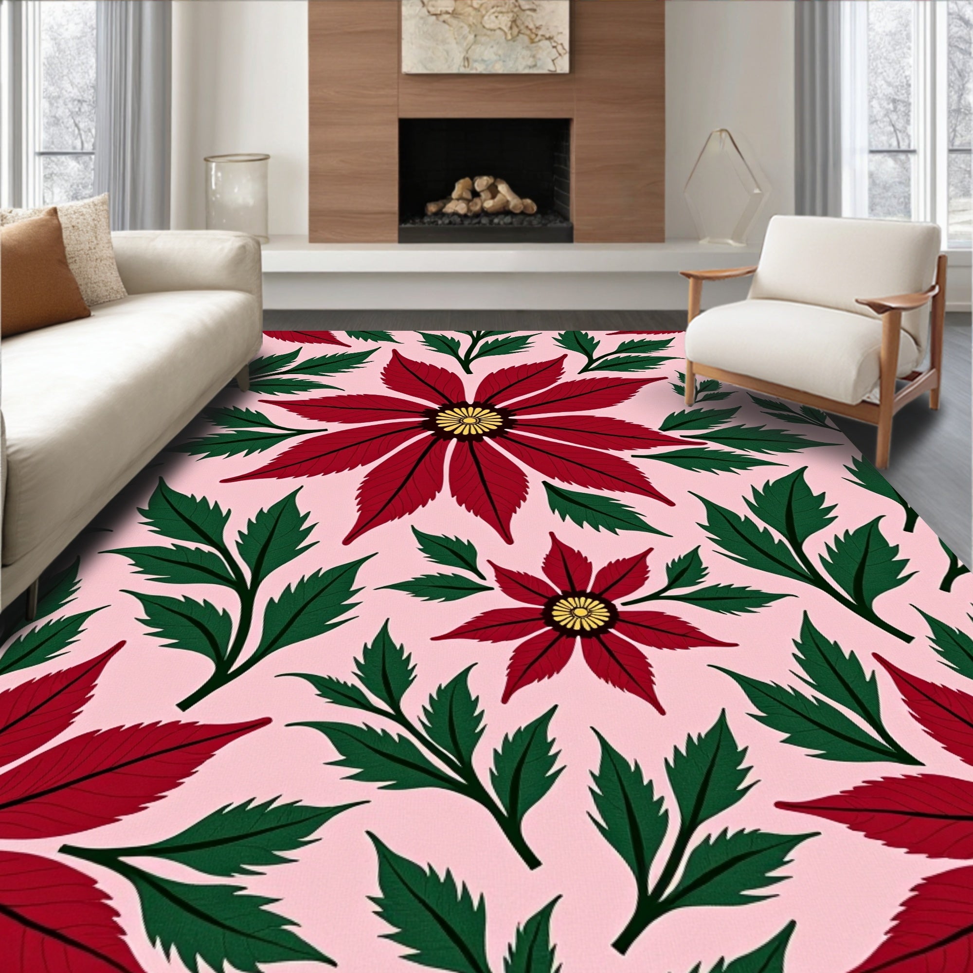 Crimson Petal Garden Pink Rug