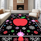 Red Apple Snowflake Floral Border Rug