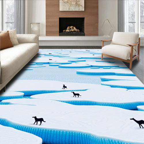 Arctic Ice Floes Black Canine Scape Rug
