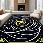 Vibrant Yellow Swirl Cosmic Galaxy Rug