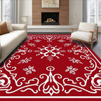 Crimson White Floral Medallion Rug