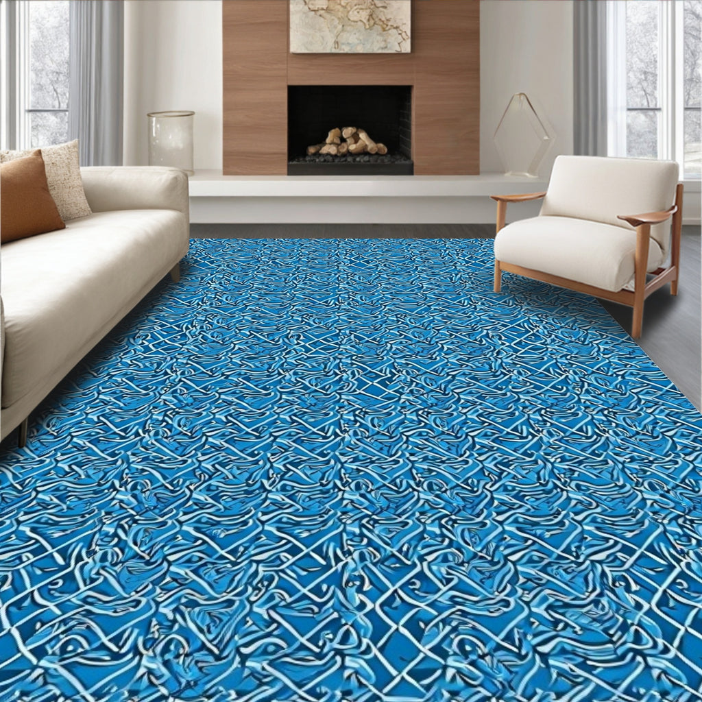 Deep Blue Intertwined Celtic Knot Rug