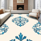 Elegant Teal Damask Scrollwork Rug