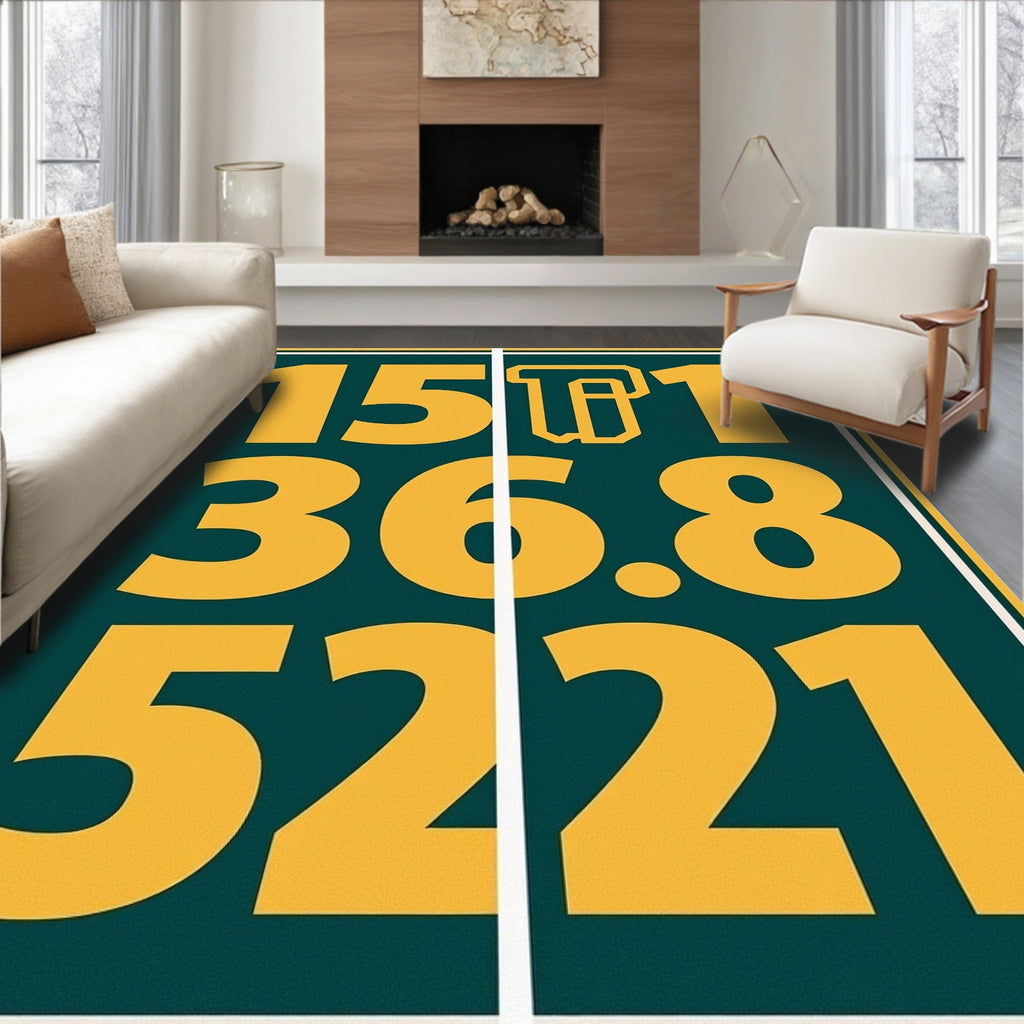 Bold Green Yellow Number Collage Rug