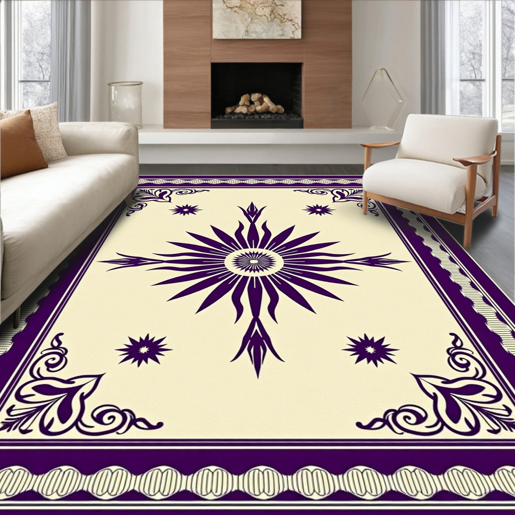 Deep Plum Sunburst Medallion Rug