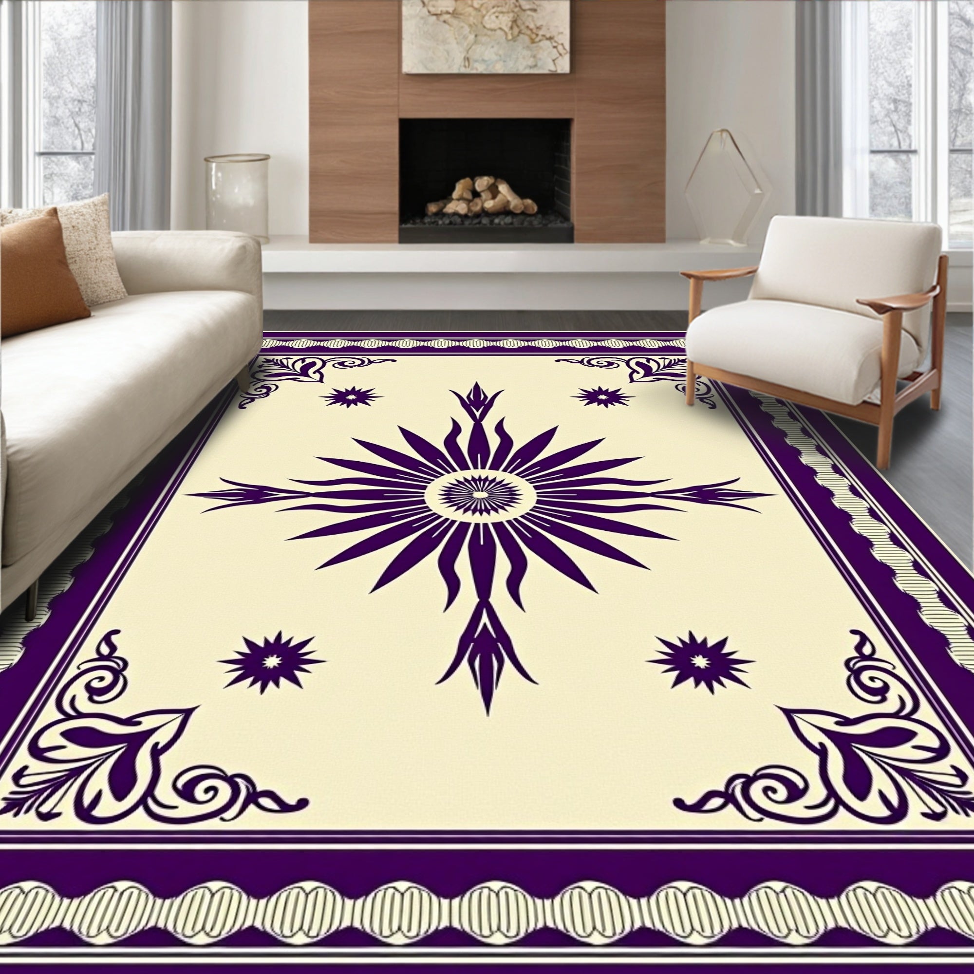 Deep Plum Sunburst Medallion Rug