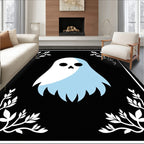 Whimsical Baby Blue Ghost Botanical Rug