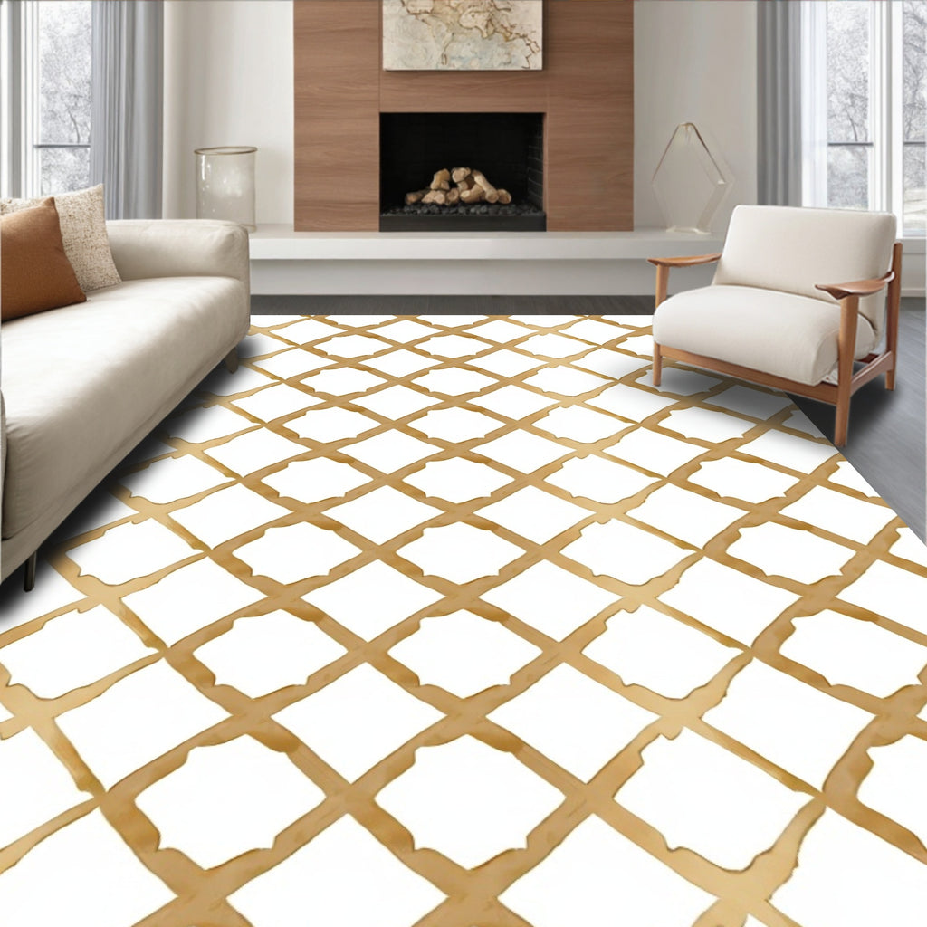 Golden Lattice Art Rug