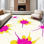 Vibrant Fuchsia Yellow Starburst Floral Rug